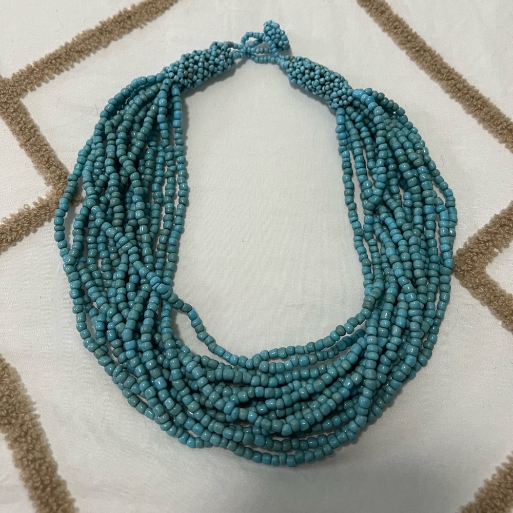 Turquoise beaded statement necklace